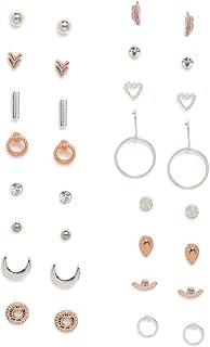 Zaveri Pearls Combo Of 16 Pairs Of Silver & Gold Tone Contemporary Stud Earrings For Women-ZPFK18583 Price In India
