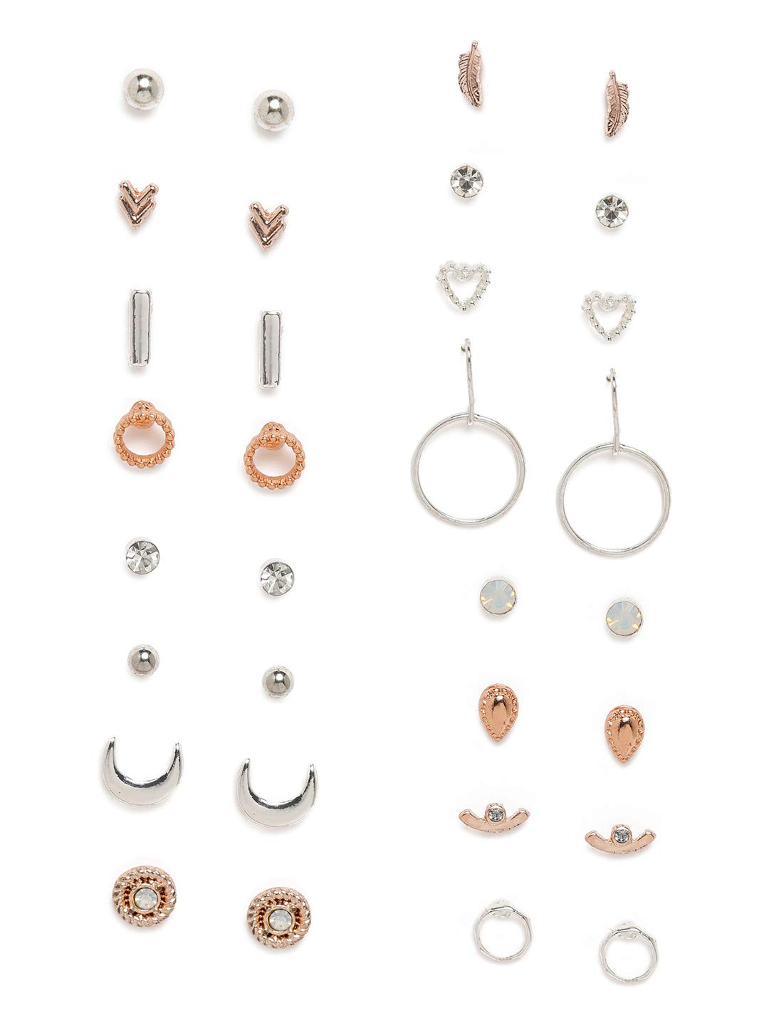 Zaveri Pearls Combo Of 16 Pairs Of Silver & Gold Tone Contemporary Stud Earrings For Women-ZPFK18583 - Review, Price and Buying Guide