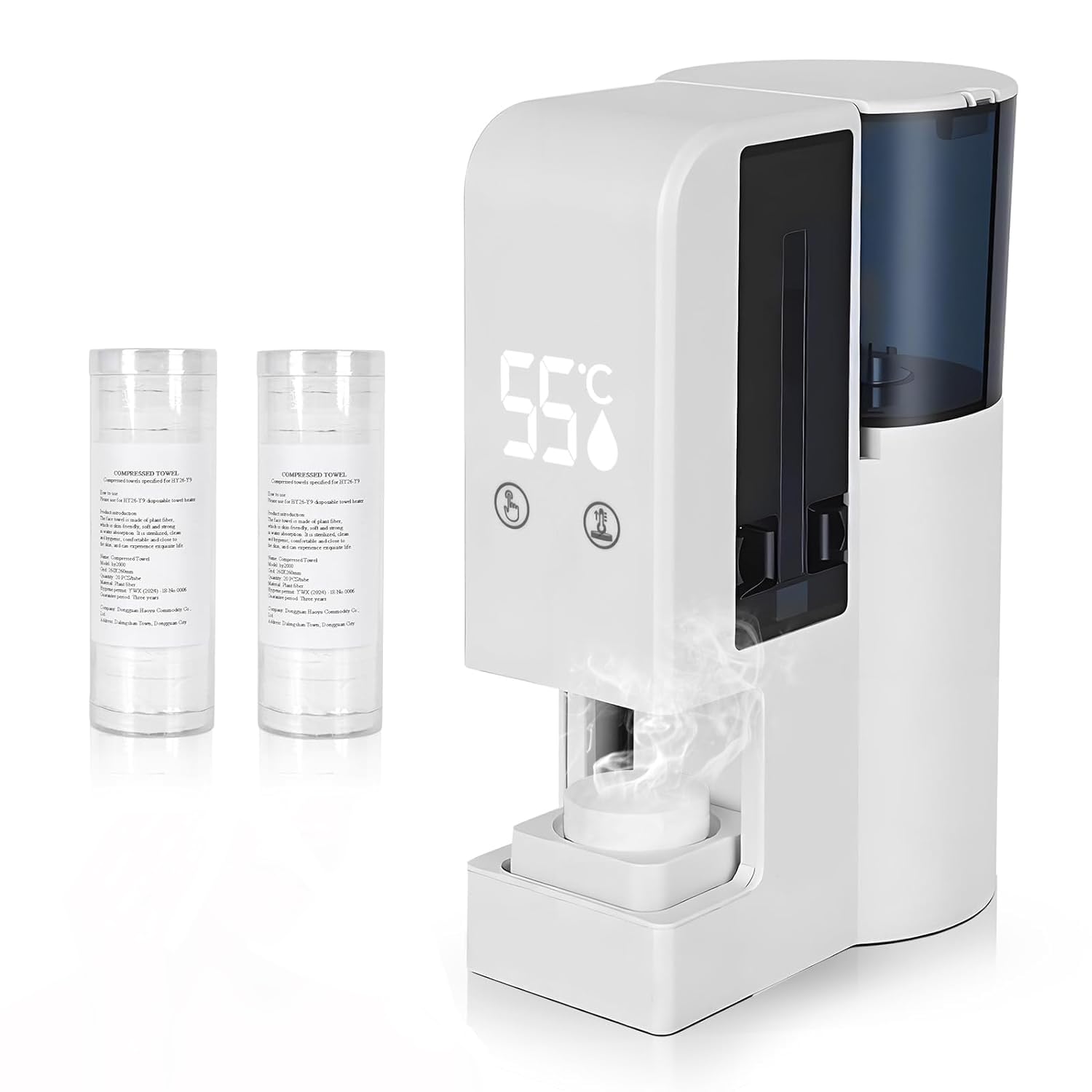 Calentador facial de toallas calientes de 55 °c con dispensador automático rápido y alerta por voz
