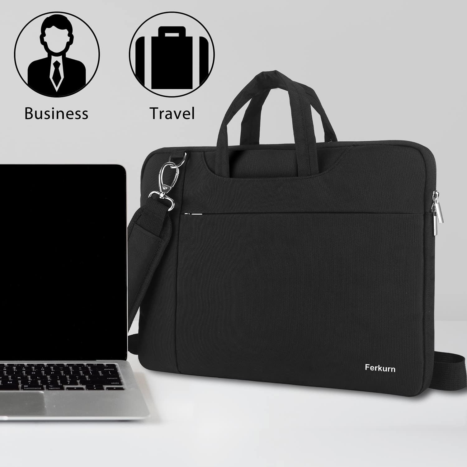 Ferkurn 14-15.6 Inch Laptop Sleeve Case Computer Shoulder Bag for MacBook Pro 15"/ Macbook Pro 16 inch 2019 2021/ Surface Laptop 3 Book 2 15"/ HP Pavilion/Lenovo Thinkpad/Dell XPS Samsung Chromebook
