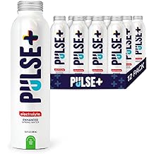 Pulse+ Electrolyte Water - Eau de source naturellement filtr&eacute;e dans des bouteilles en aluminium de 16,9 onces, recyclables et sans BPA - Bo&icirc;tier de 12