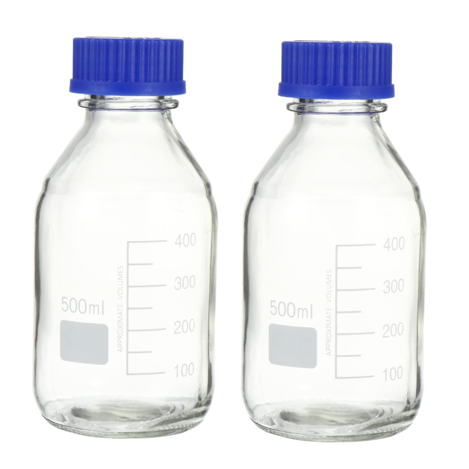 CIYODO 500ml Lab Chemical Reagent Bottle Scale Blue Cover Glass Storage Bottle Sample Sealing for Education and Chemistry