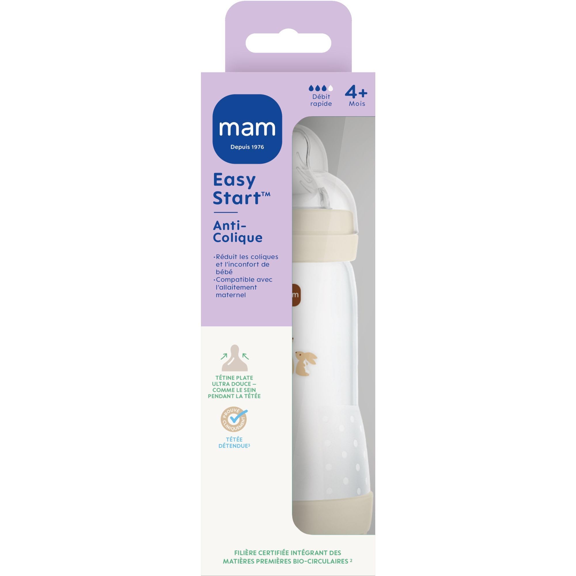 MAM Biberon Easy Start/Anti-Colica 320 ml Sabbia Tettarella Portata 3