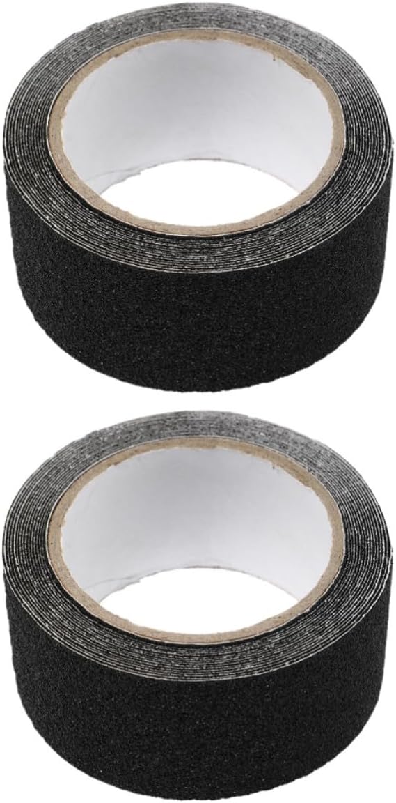 2 Rolls PVC Nonslip Tread Tape for Stairs and Showers Black Matte