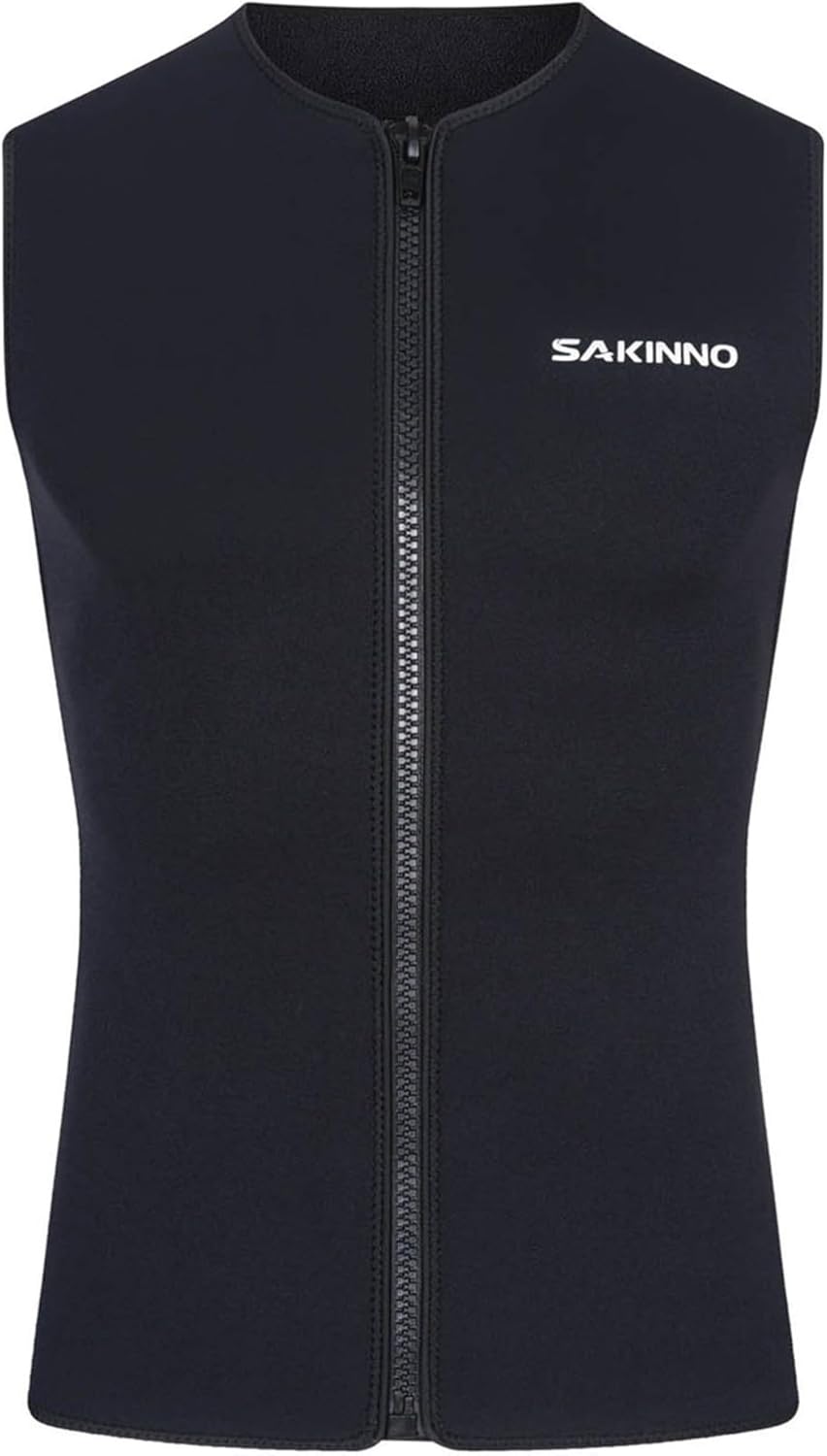 Adult Men 3mm Neoprene Zip Up Sleeveless Wetsuit Top Professional Swimwear Vest