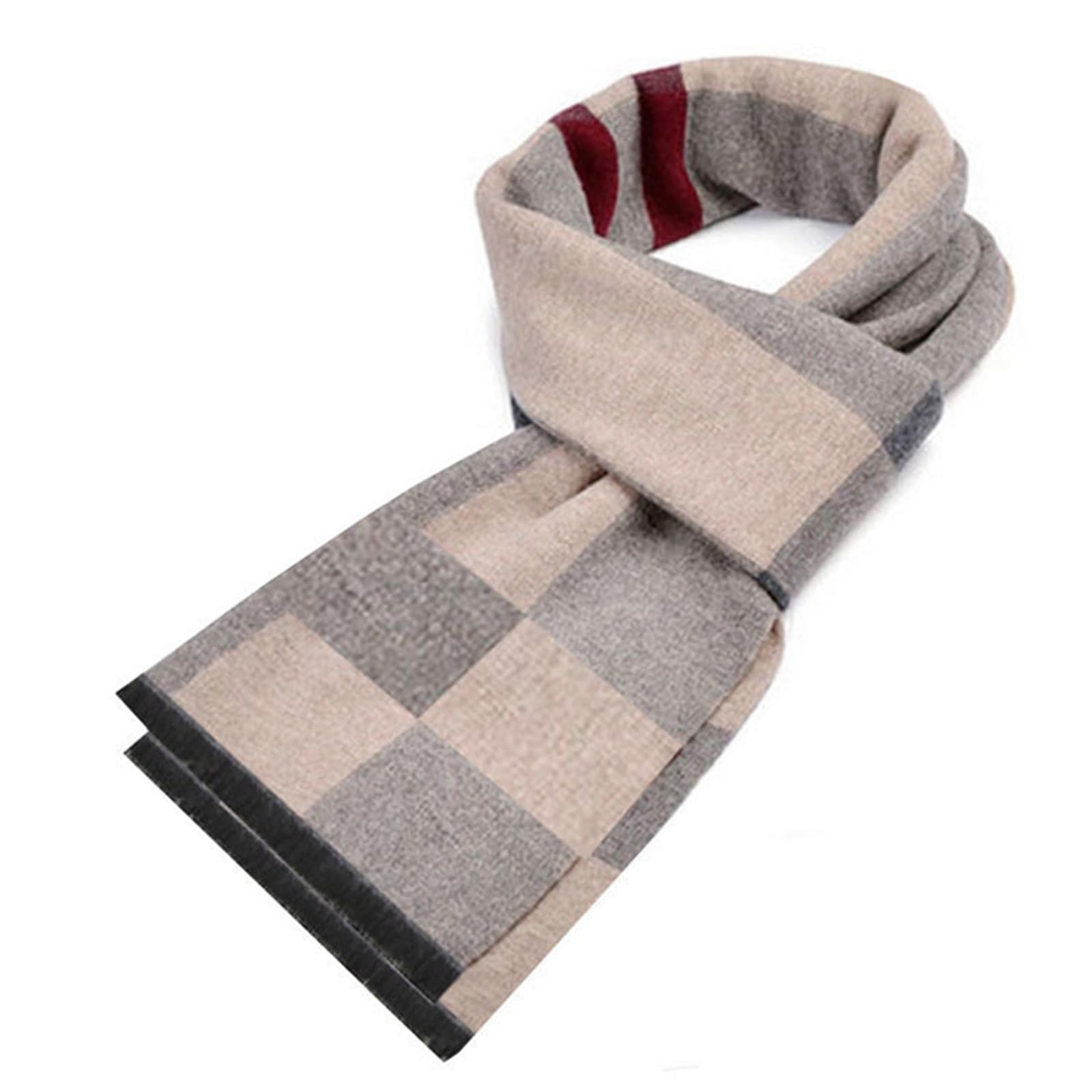 Bufanda para hombre, invierno cálido Shawl & Big Neckerchief con rayas a cuadros suaves, regalo para exteriores (40 cm)