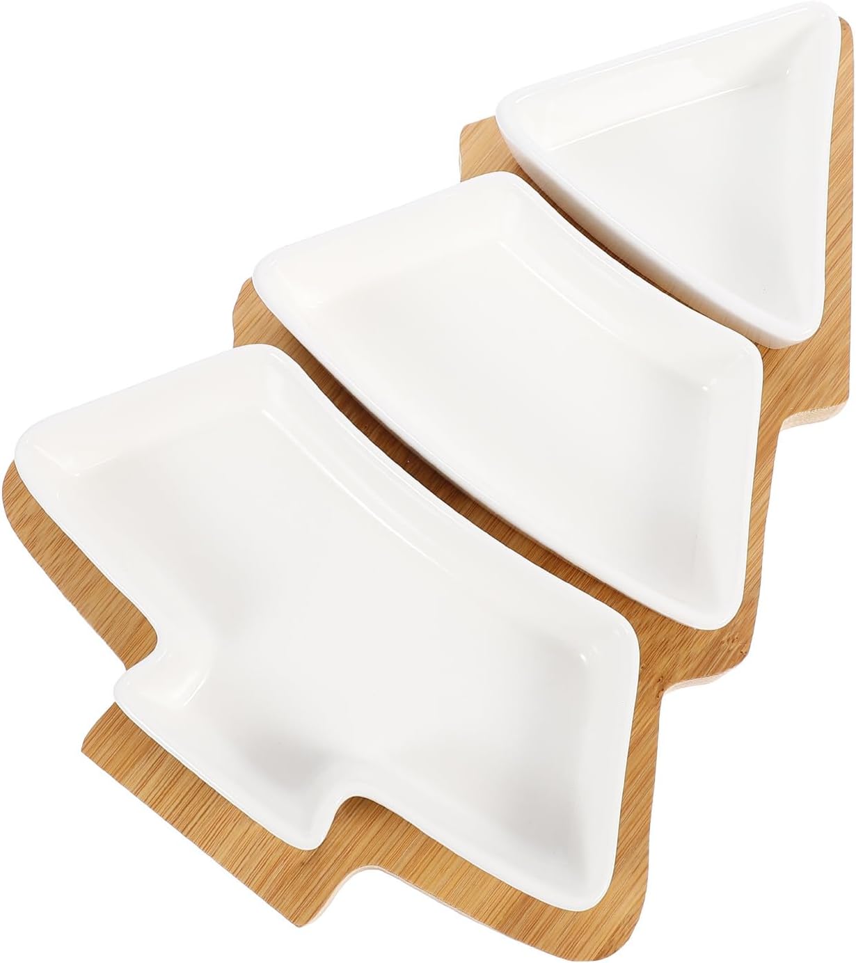 FRCOLOR Removable Christmas Tree Ceramic Dish Tray Snack Platter Cookie Plates Holiday Party Dessert Dinnerware (white)