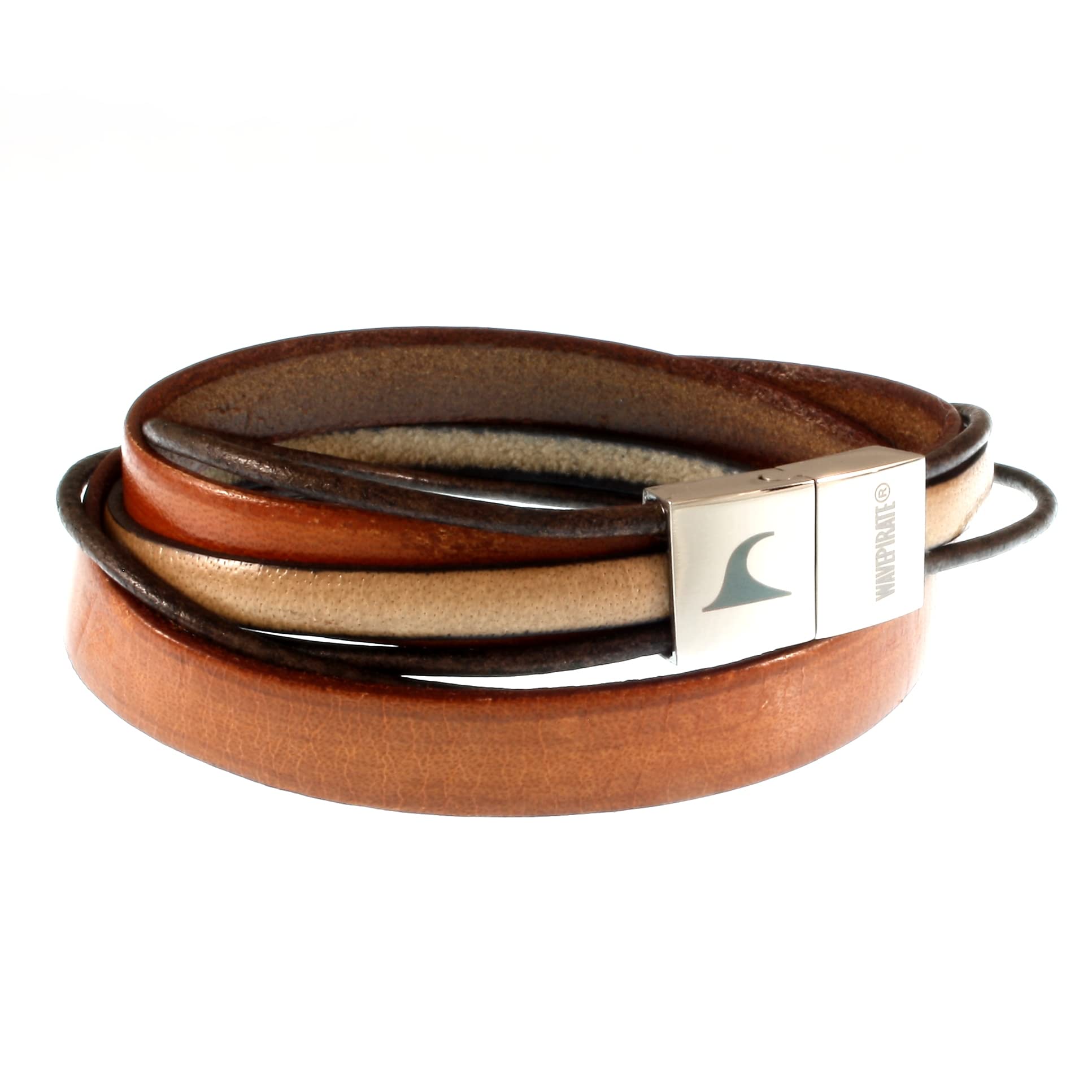 Echt Leder-Armband Rockstar Cognac/Elfenbein Männer Herren