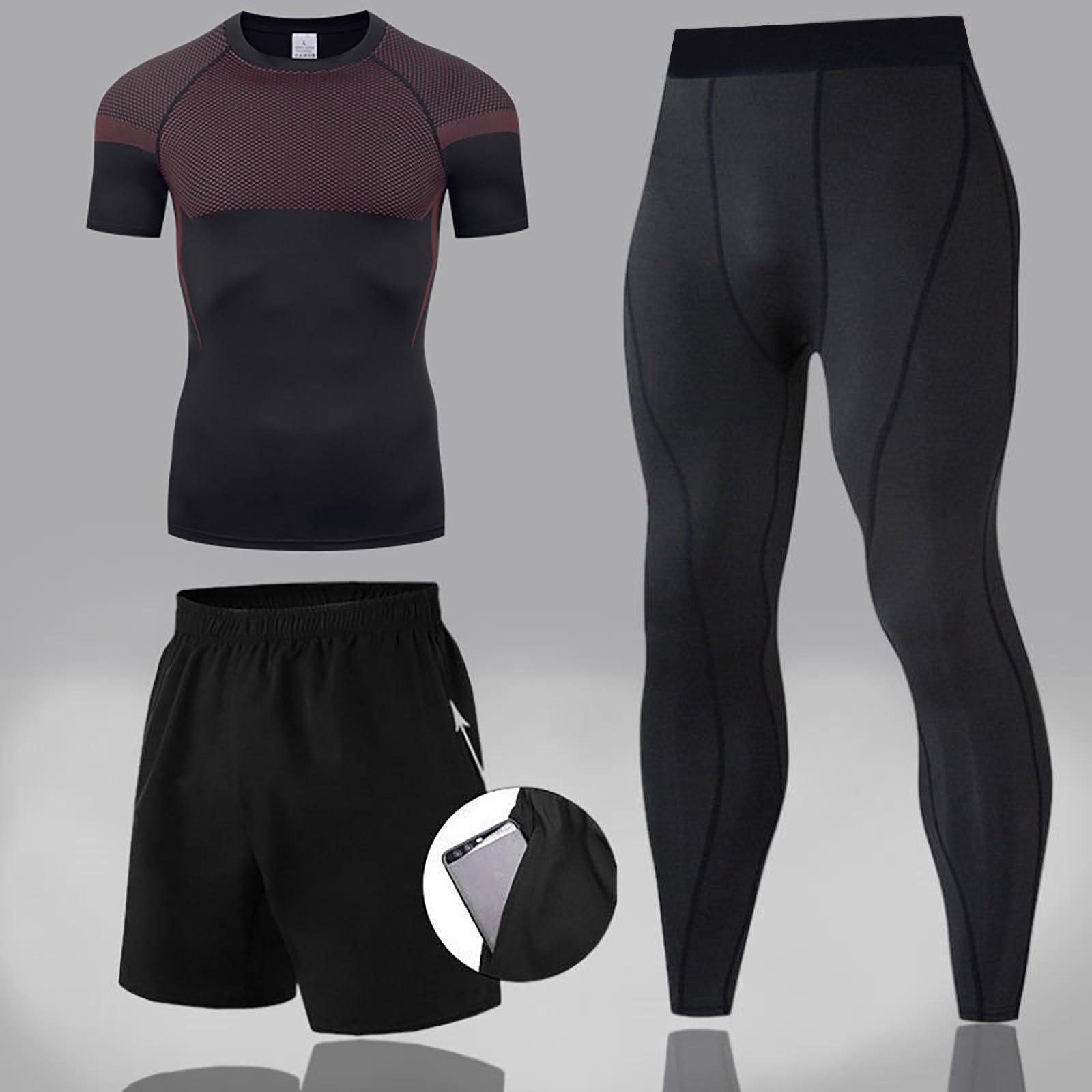 Generisch Kompressions-Laufshirt mit Langen Ärmeln für Herren, atmungsaktives Sport-Oberteil für Basketballtraining, Laufen und Fitness, Nahtlose Kompressionstechnologie für Muskelunterstützung,