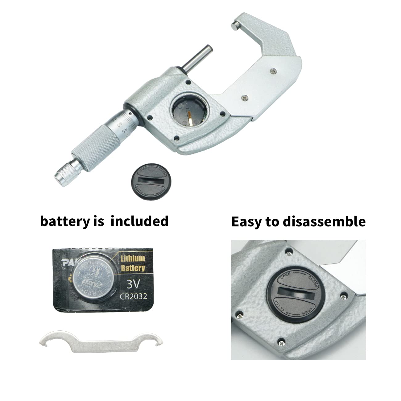 Calibro elettronico Digitale da 0,001 mm (1-2")/25-50 mm, Protezione IP65 Contro Polvere e Acqua.