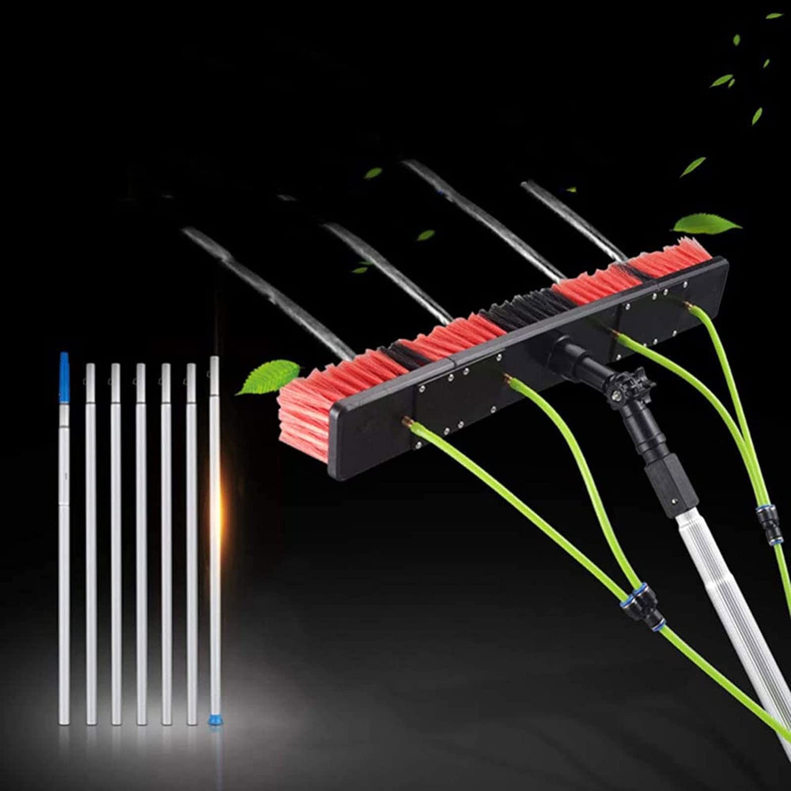 Outil de nettoyage de panneaux solaires extensibles et brosse de pulvérisation d'eau