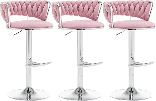 Miniatura 41 de Juego de 2 taburetes de bar de terciopelo, taburetes de altura de mostrador con respaldo bajo, taburete de bar giratorio dorado para isla de cocina,