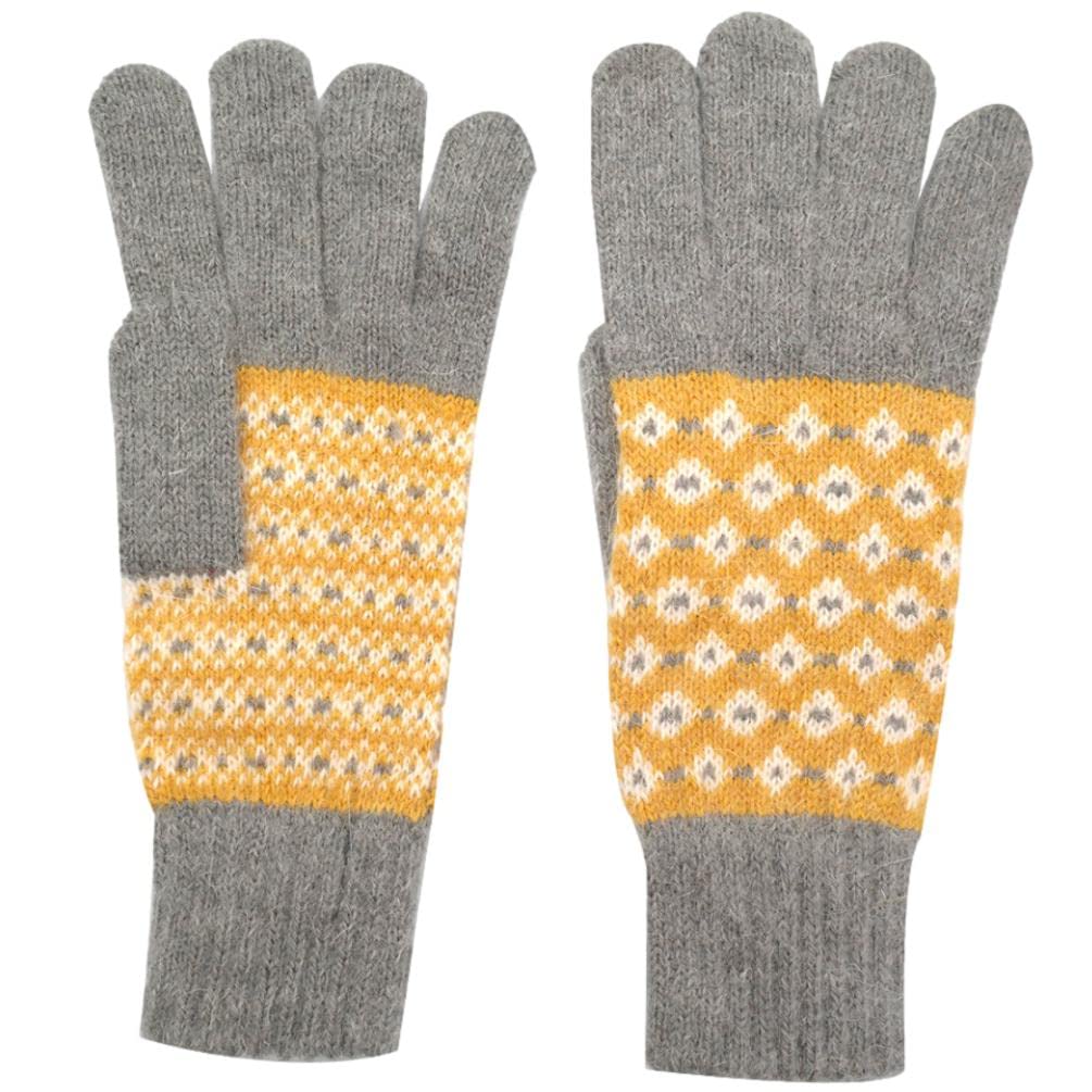 Purple Possum® Gloves Ladies Grey Knitted Wool Angora Full Winter Warm Cosy Gloves (Yellow, Grey)