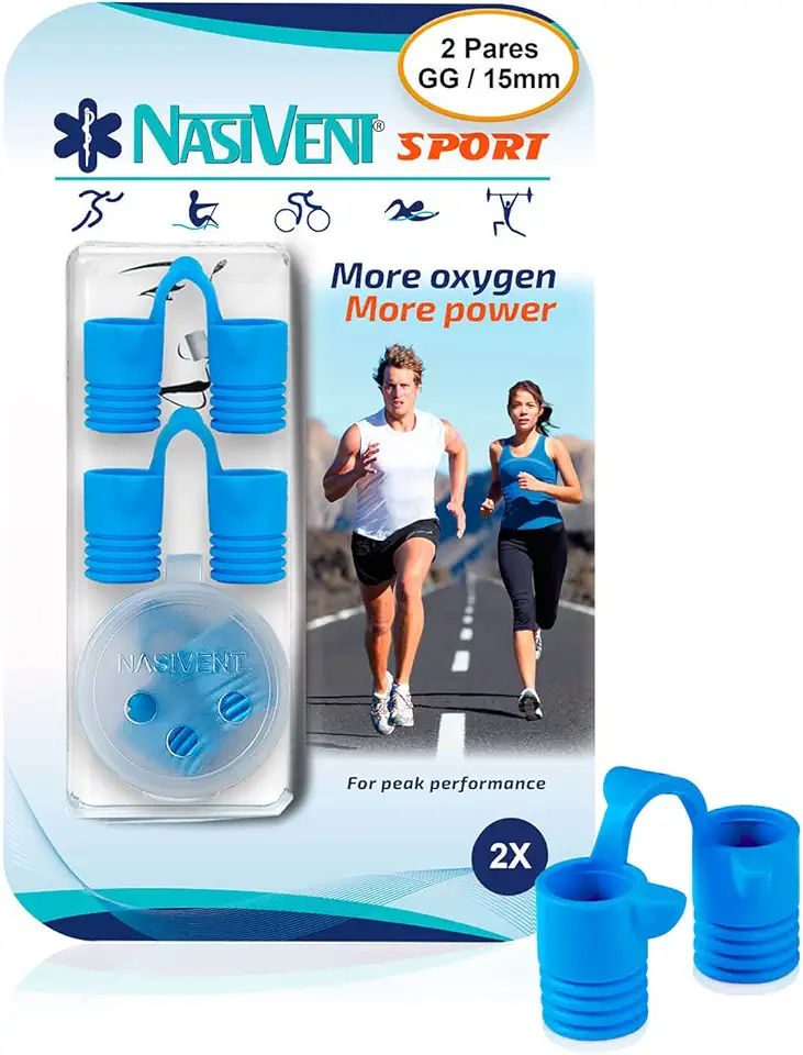 NASIVENT SPORT PREMIUM - Dilatador Nasal Respiração Melhorada Esporte Anti Ronco Trava Patenteada (2 pares tamanho GG - Azul)