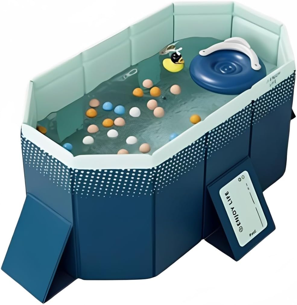 Japard Kiddy Pool Foldable Non-Inflatable Above Ground Framed Swimming Pool for Kids Backyard, Family Pool