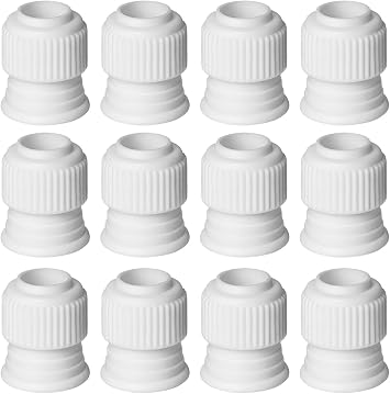 12pcs Small Couplers for Piping Bags Cake Decorating Tips Icing Nozzles Standard Plastic Piping Bag Coupler White