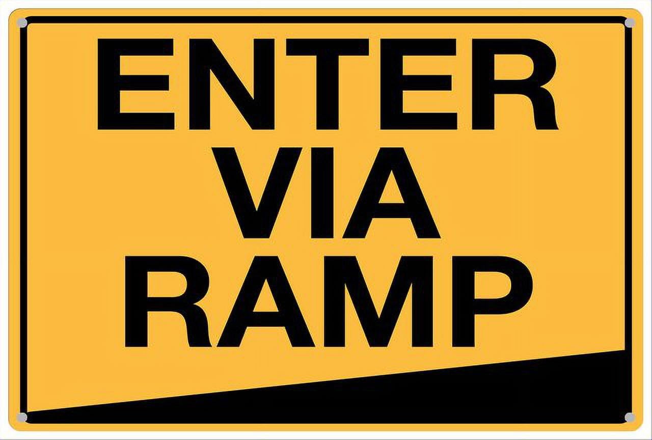 Enter Via Ramp Aluminum Tin Sign 12x8 inch For Homeowners, Accessibility Staff - Home Kitchen Wall Decor