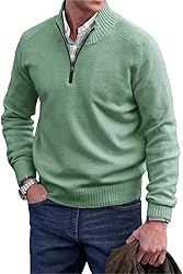 Men's Cashmere Zipper Basic Sweater, Quarter Zip Mens Swe…
