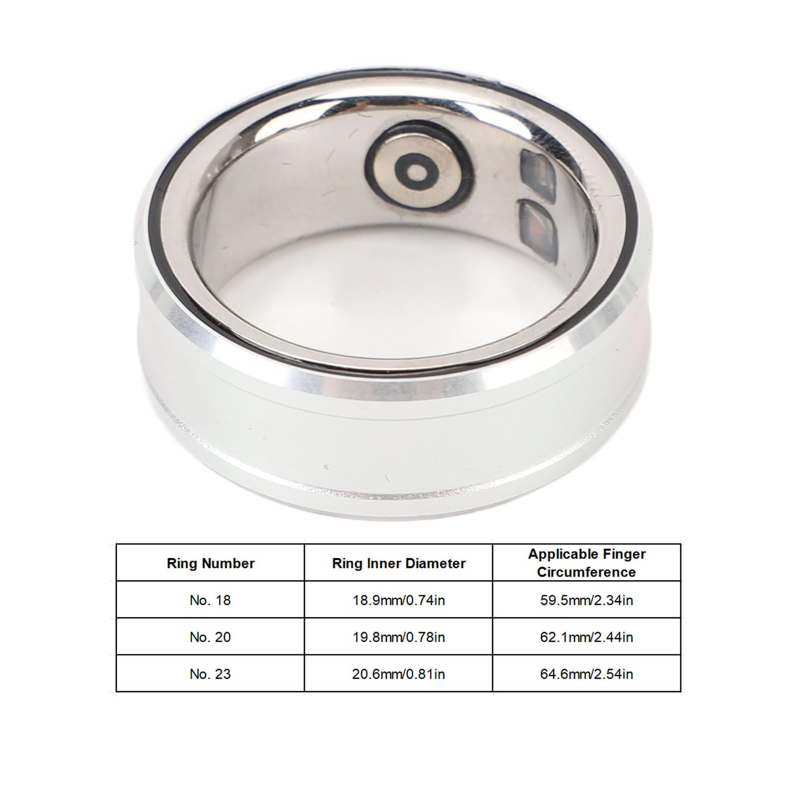 RiToEasysports Smart Ring, Stainless Steel Sleep Smart Ring Health Tracker Body Temperature Steps Monitoring Lightweight Fitness Health Tracker Ring Silver (No. 18)