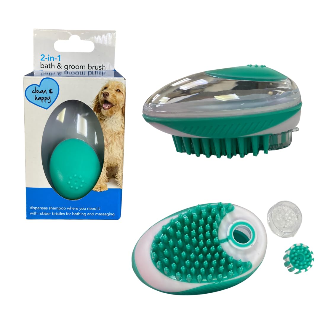 P Dot Wolf Dog Bath Brush Soft Dog Rubber Bathing Brush Pet Grooming Shampoo Dispenser Brush for Hair Fur Grooming and Cleaning Scrubber for Short Haired Dogs Cats
