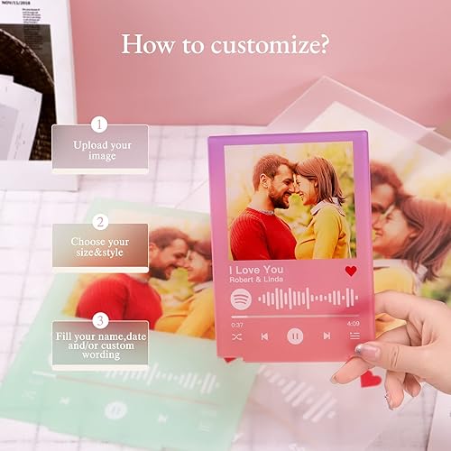 Miniatura 5 de witfox Placa de Spotify personalizada con soporte acrílico, placa de cristal Spotify, regalos de cumpleaños para mujeres, canción acrílica