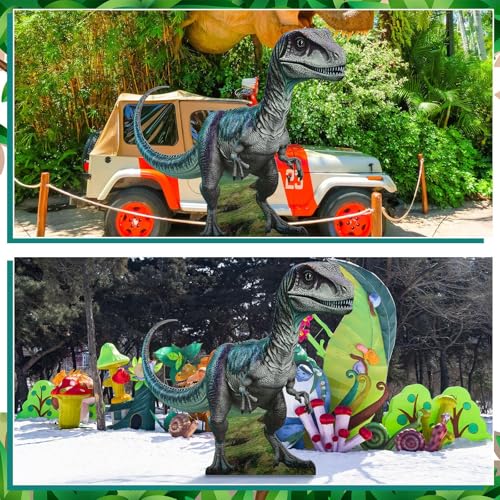 Colingmill 4 ft Life Size Velociraptor Dinosaur Cardboard Standup Cutout Jurassic Birthday Party Decoration Photo Prop PVC Cutout Dinosaur Theme Party Photo Prop for Animal Jurassic Theme Supply