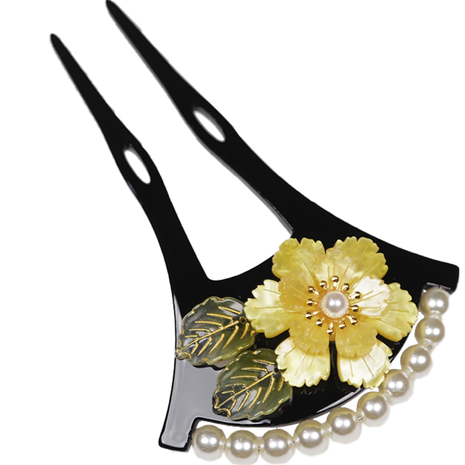 TOuWA Japanese Acrylic Hair Clip Peony Yellow Kimono Accessory Japan