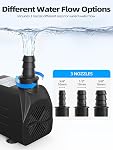 400GPH Submersible Water Pump(1500L/H, 25W), Ultra Quiet Water Fountain Pump with 6.56ft. High Lift & 6.5ft Power Cord, 3 Nozzles for Pond Waterfall, Fish Tank, Aquarium, Hydroponics | Water Pump, 3 Nozzles Indoor Outdoor Fountain, Fish Tank, Small P