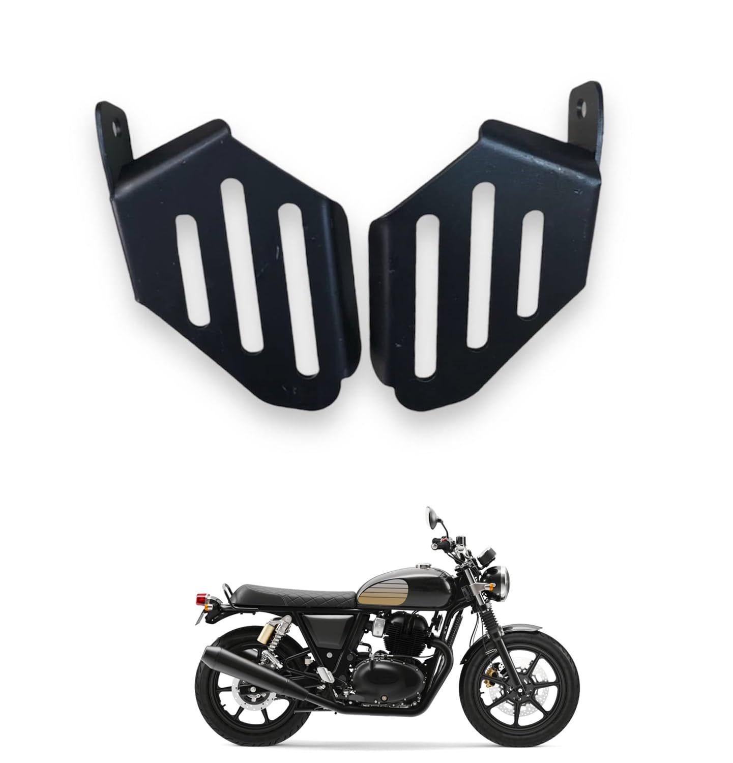 E-GENERIX® Set of Left and Right Metal Footrest for RE I-N-T-R-C-E-P-T-R 650 and C-O-N-T-N-E-N-T-L GT 650 Matte Black Rear Floorboard for Enhanced Comfort