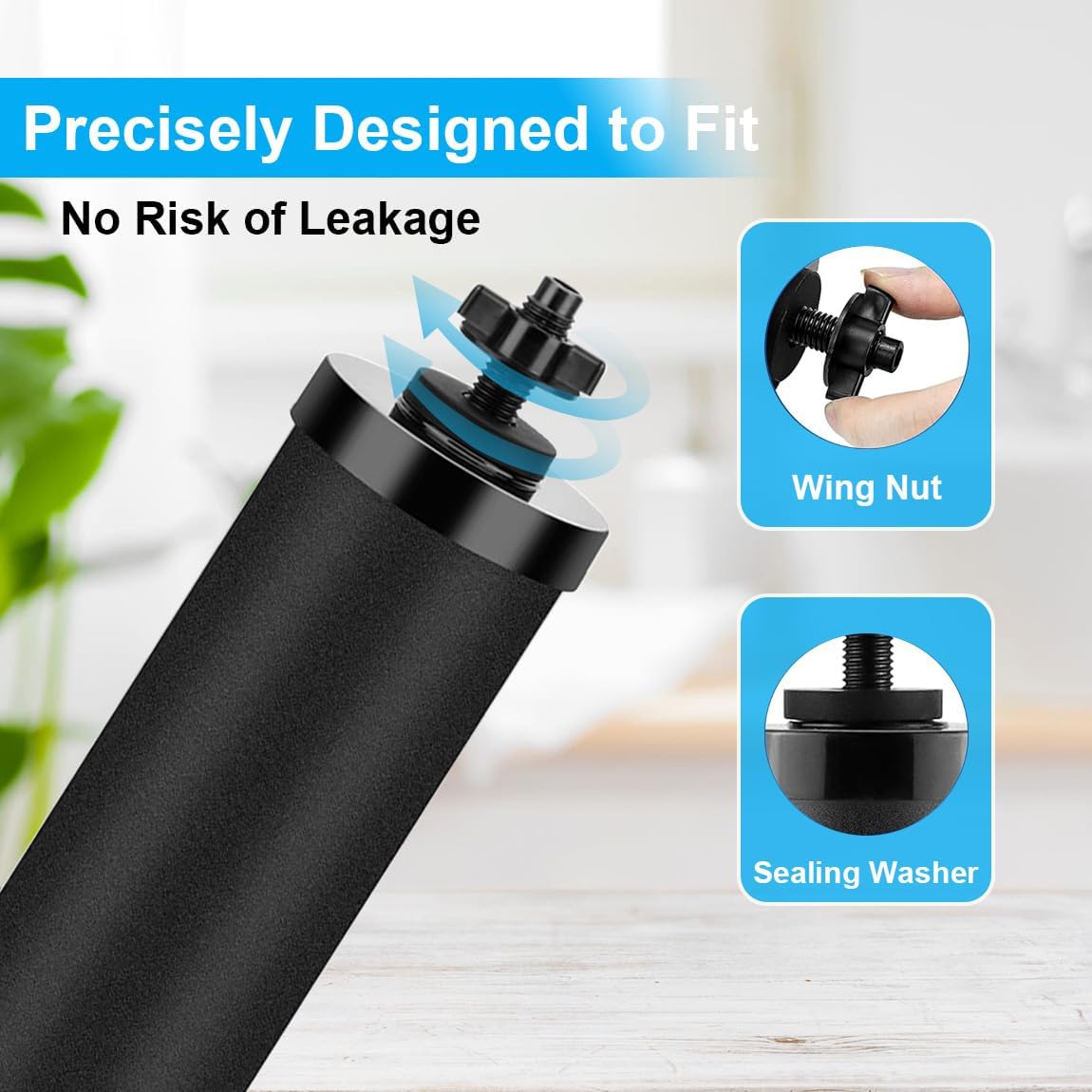 Replacement Kit for Berkey Water Filter System Elements - 4 Wing nuts, 4 Washers & 4 Silicone Blocking Plugs Compatible with Berkey Gravity Filtration System (Replacement Kit Set)