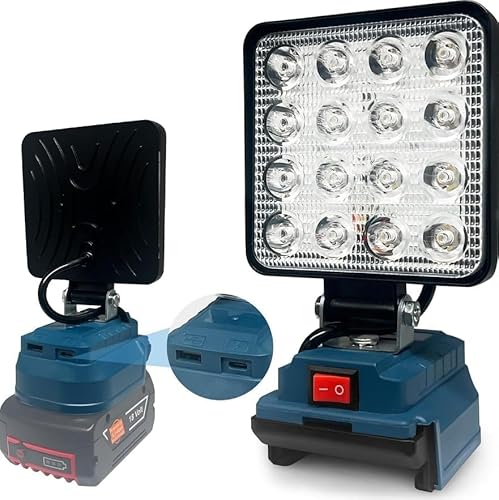 Cordless LED Work Light for Bosch 18v Battery, Portable Flood Lights 48W 6000LM with USB-C Charging,Flashlight Jobsite Spotlight Tool for Outdoor Workshop Camping Fishing Emergency (No Battery)