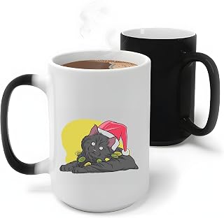 Christmas Gift for Pet Lovers Santa Hat and Christmas Lights 11oz 15oz Color Changing Mug