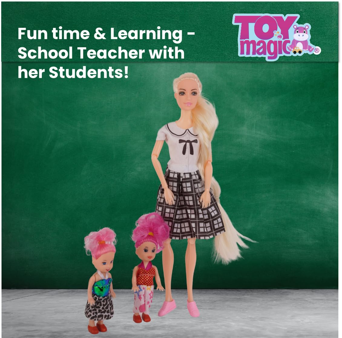 ToyMagic School Teacher Doll | Interactive Classroom Playset with Chalkboard, Student dolls, Desk, Books & Fun Accessories | Roleplay & Learning Toy for Age 3+ | Educational Gift to Inspire Creativity - Image 5 thumbnail