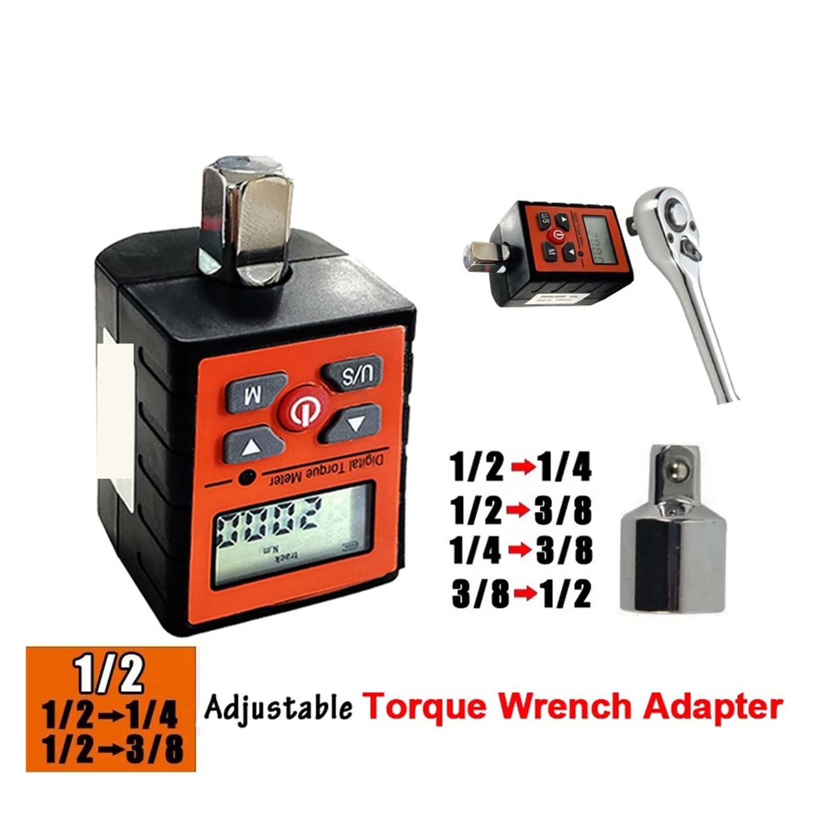 Cyfrowy klucz dynamometryczny, 1/2 "1/4" 3/8 "cyfrowy miernik momentu obrotowego Adapter pomiarowy świeca zapłonowa rower KG klucz dynamometryczny Gauge Tester śrubokręt(New Model 3-30N.m)