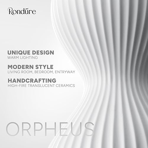 Miniatura 6 de RONDURE Lámpara de mesa moderna de cerámica de 15.8 pulgadas, lámparas de noche modernas para dormitorio, sala de estar y mesita de noche, pantalla