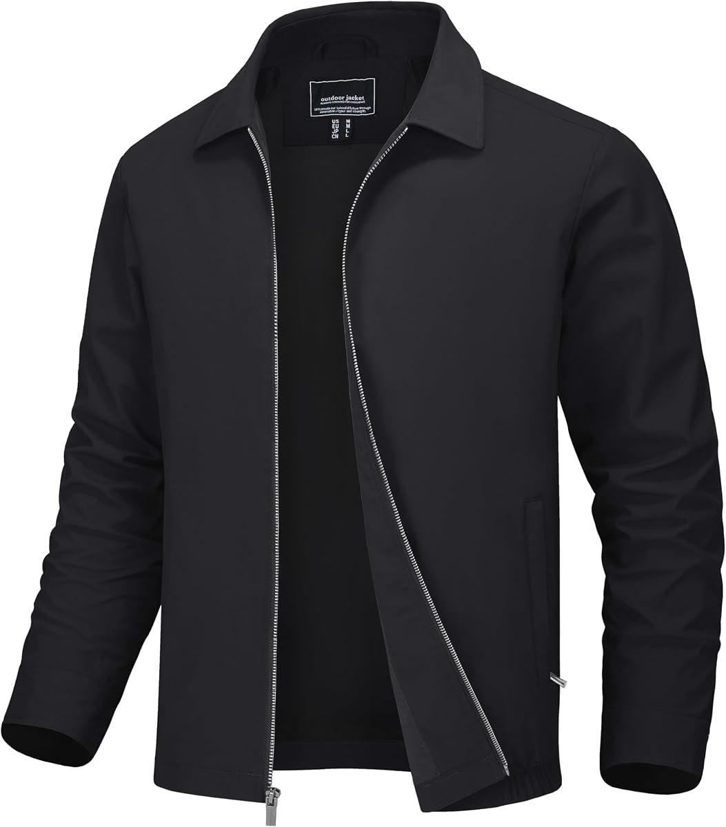 Chaquetas ligeras para hombre, cortavientos ligero con cremallera completa, elegante abrigo de golf, vestido informal para trabajo de negocios