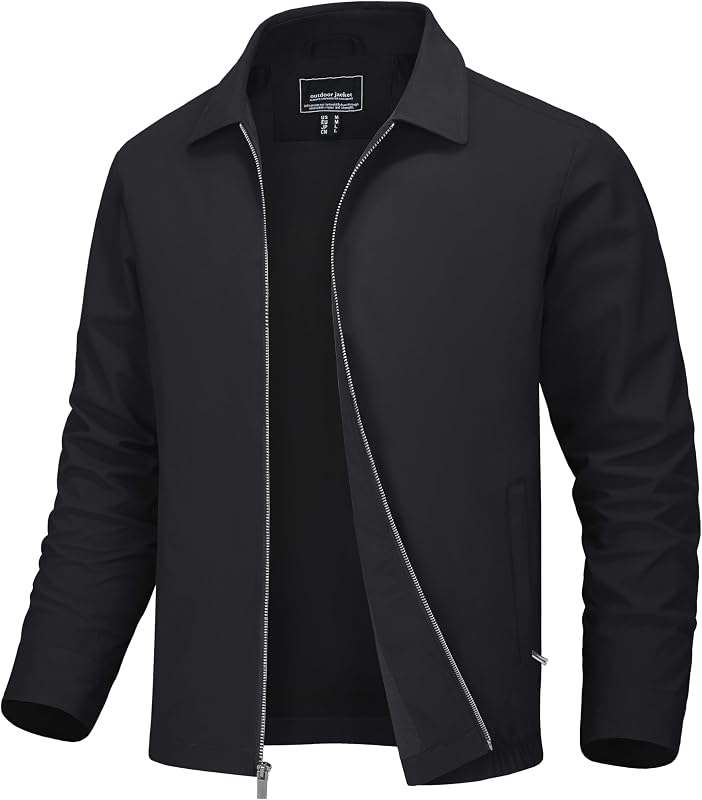 Chaquetas ligeras para hombre, cortavientos ligero con cremallera completa, elegante abrigo de golf, vestido informal para trabajo de negocios