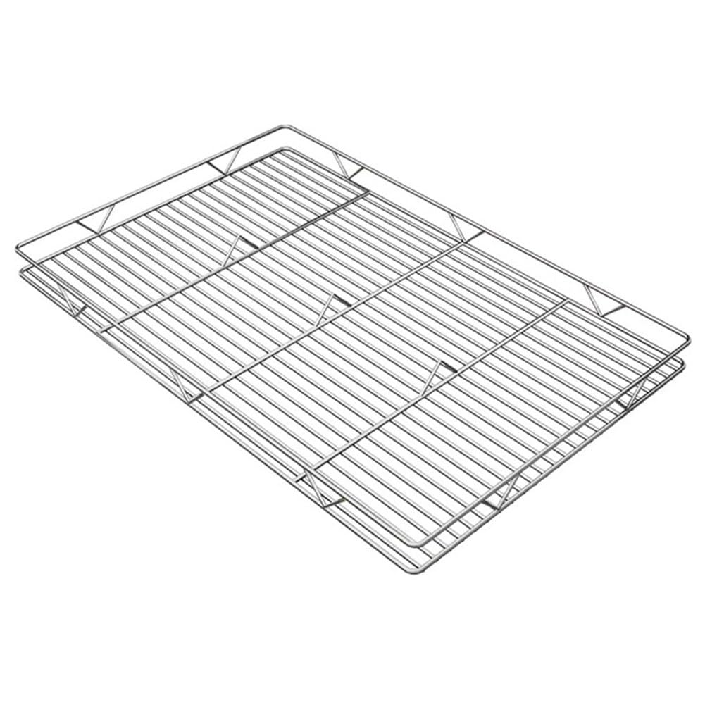 Escurridor de platos de acero inoxidable de 50 x 40 cm, diseño de rejilla elevada para un flujo de aire óptimo, fácil limpieza, ideal para secar platos y cubiertos.