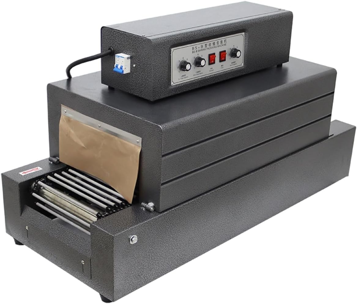 Electric Heat Shrink Wrap Machine - Chain Type Tunnel Packaging Equipment for Pof PVC, Max Shrink Size 12x6 Inch, Ideal for Efficient Product Packaging
