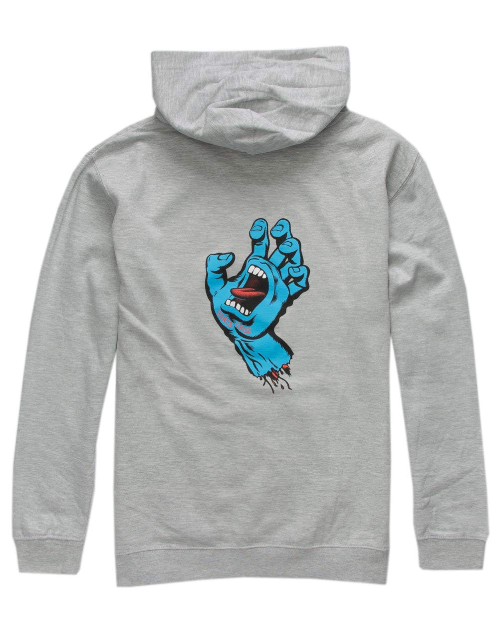 Santa Cruz Grey Heather Youth Pullover Hooded Sweatshirt Screaming Hand Skate Youth Sweatshirt, L