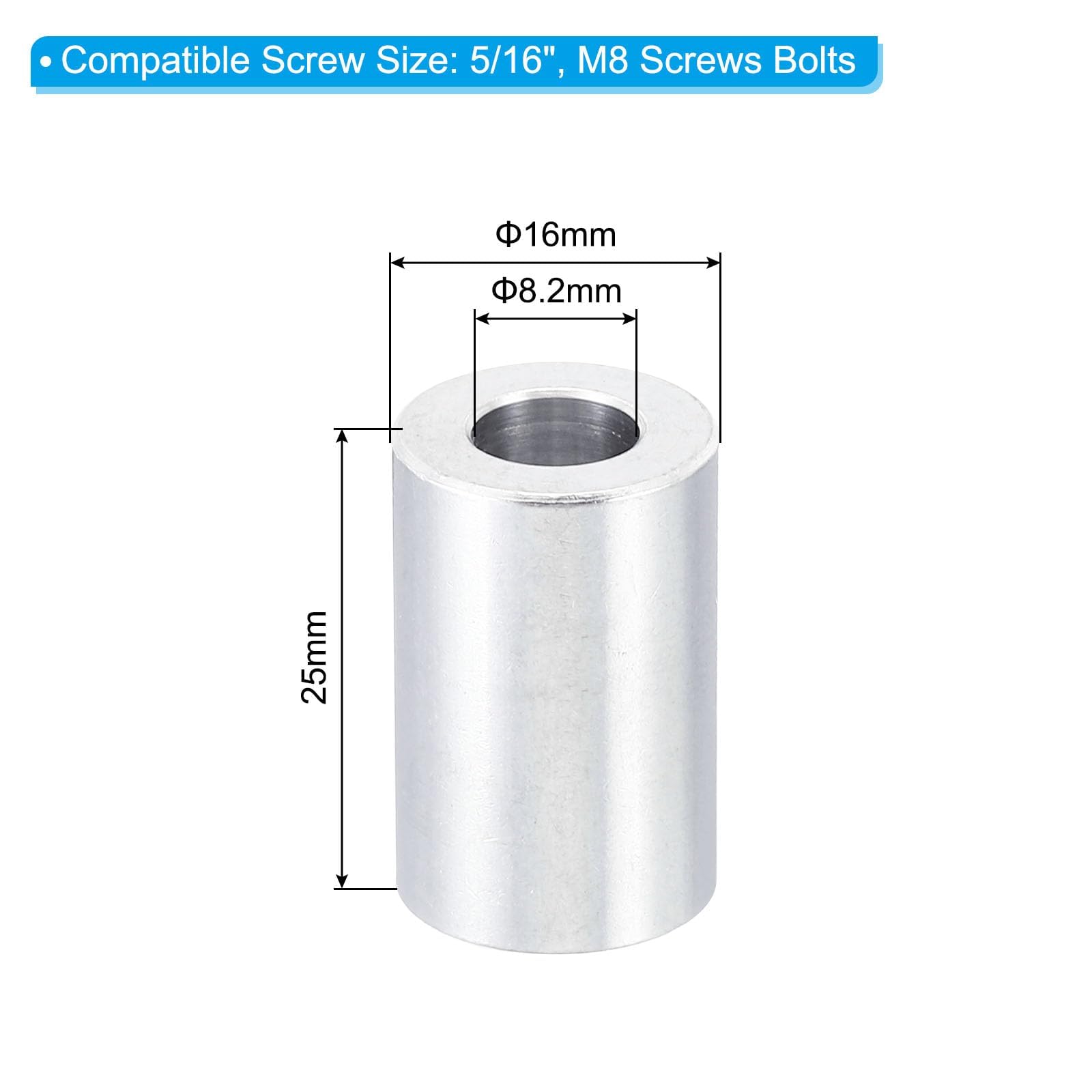 TA-VIGOR 10Pcs M8 Aluminum Spacer - Image 2