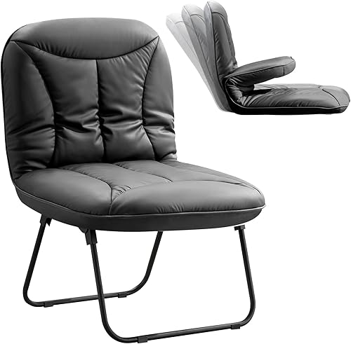 Furniliving Silla plegable 3 en 1 para leer, descansar y jugar, silla de campamento portátil con marco de metal, cómoda silla de lectura para