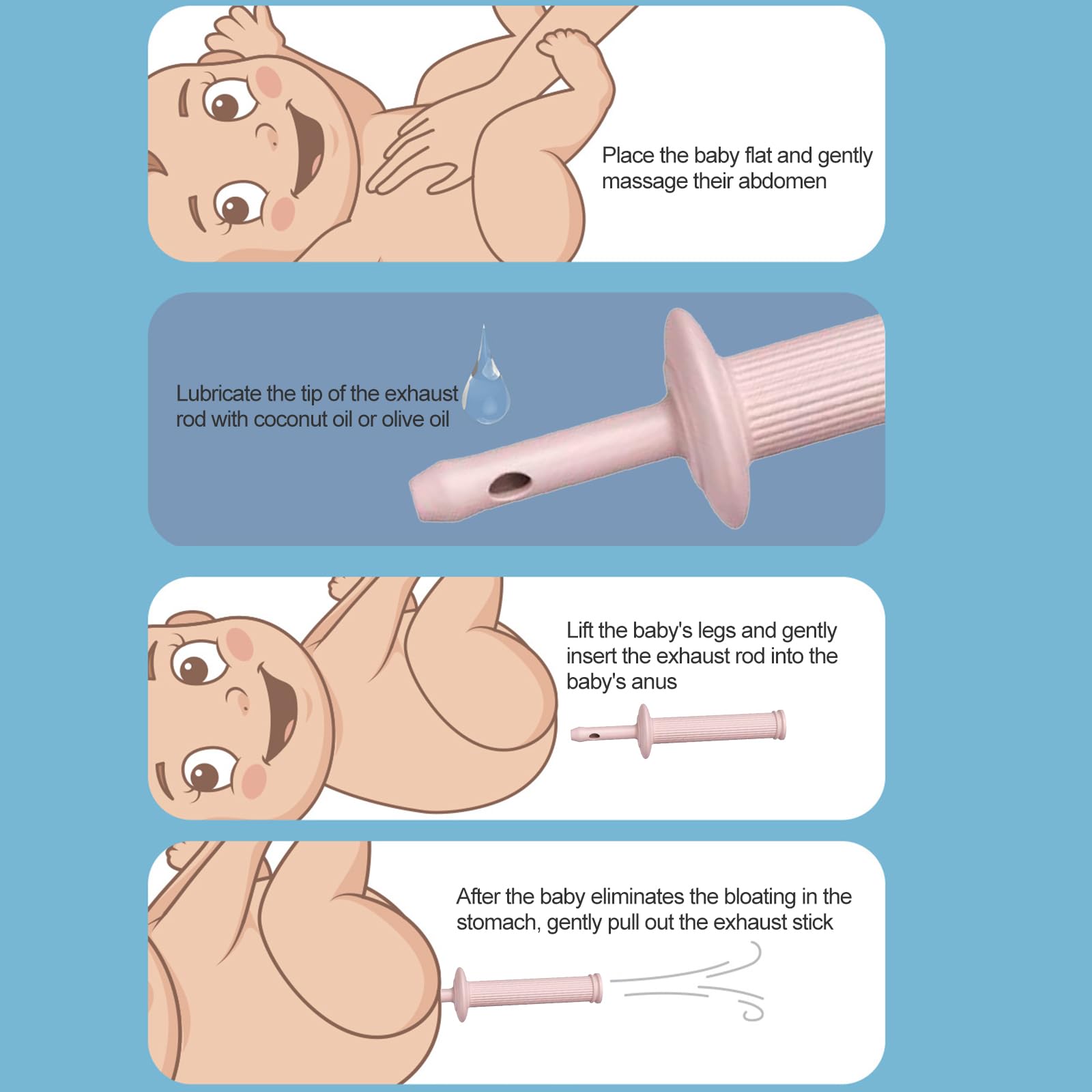 Sollievo Coliche per Neonati,Sollievo per le Coliche del Gas del Bambino,Gas per Neonati Monouso e Sollievo per le Coliche per Neonati Previene la Flatulenza,Rosa,6 Pezzi