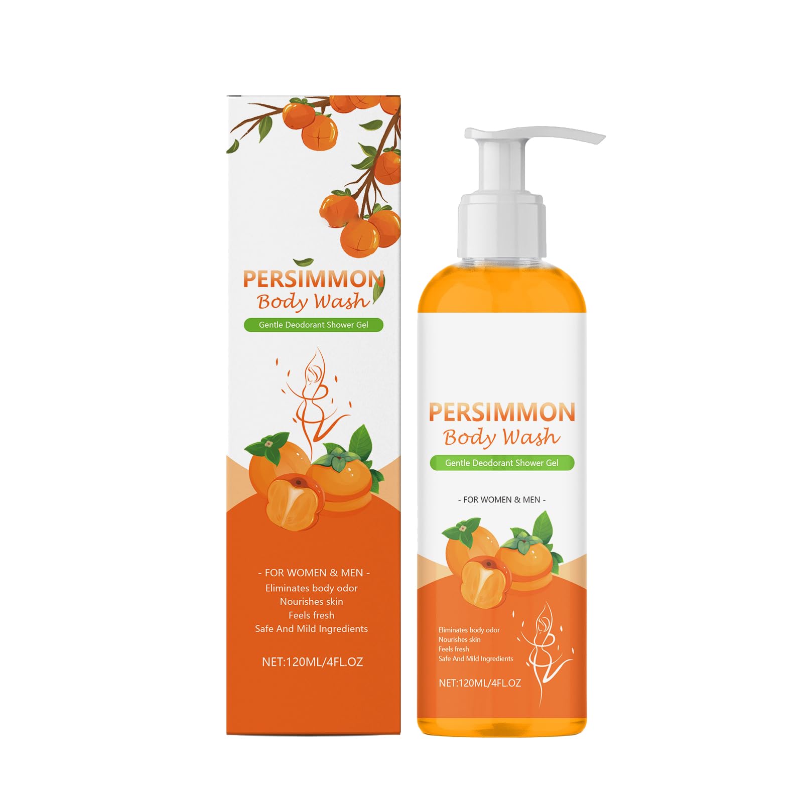 Persimon Body naturalny żel pod prysznic z ekstraktami z persymonów do głębokiego oczyszczania i nawilżenia, mydło persimmon, środek do usuwania zapachów dla osób starszych (1)
