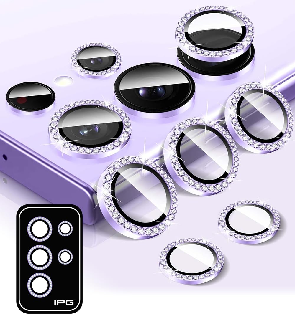 IPG ProLENS Diamond Rhinestones Blink FRAME Camera Lens Protector for Samsung Galaxy S24 Ultra, Alumina Silicate Tempered Class, HD Clarity,