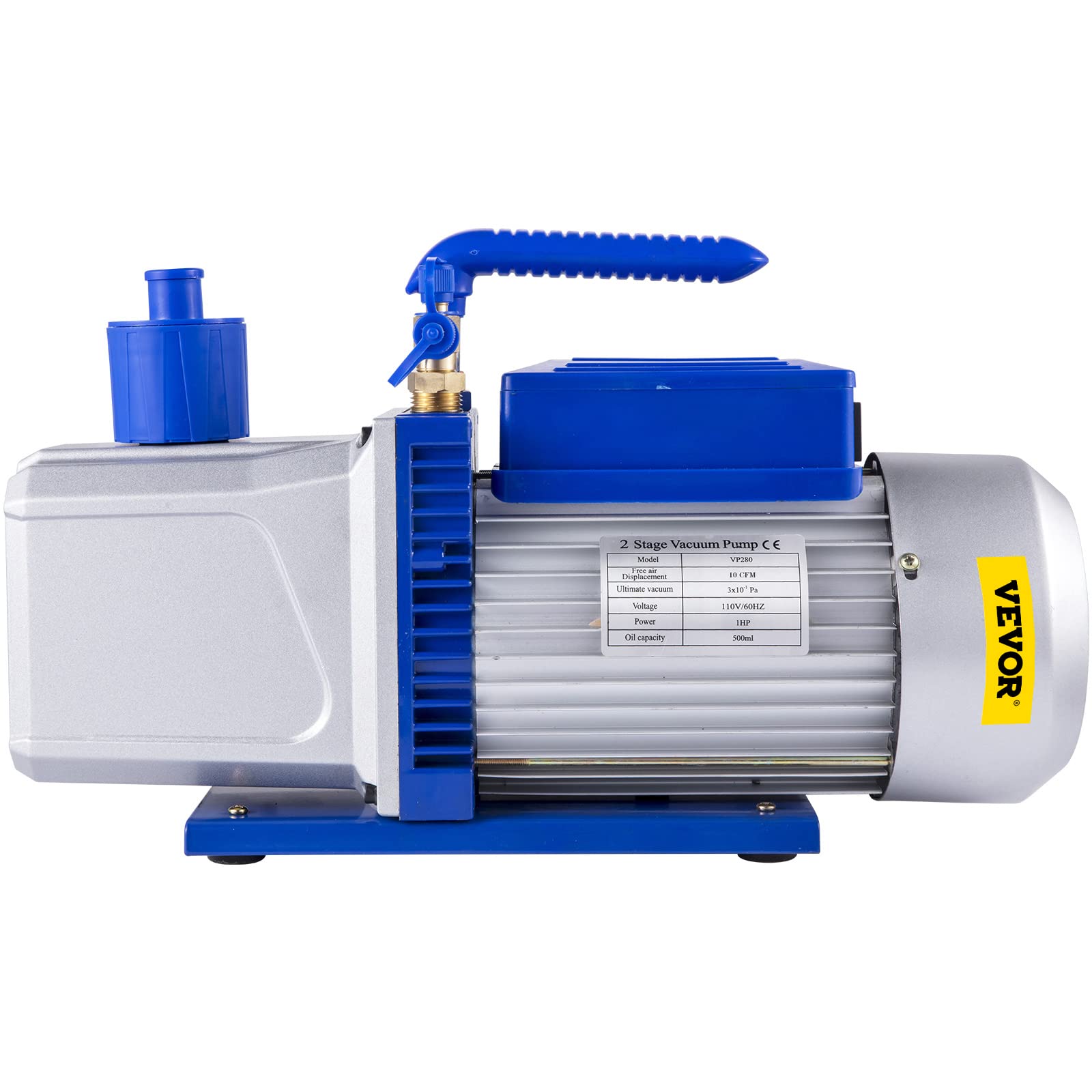 VEVOR Refrigerante Bomba de Vacío 10 CFM 2 Etapas 1HP Herramientas de Refrigeración Aire Acondicionado Velocidad 2000 r/min Capacidad de 600ml Bomba de Vacío de Refrigeración para Envasado al Vacío