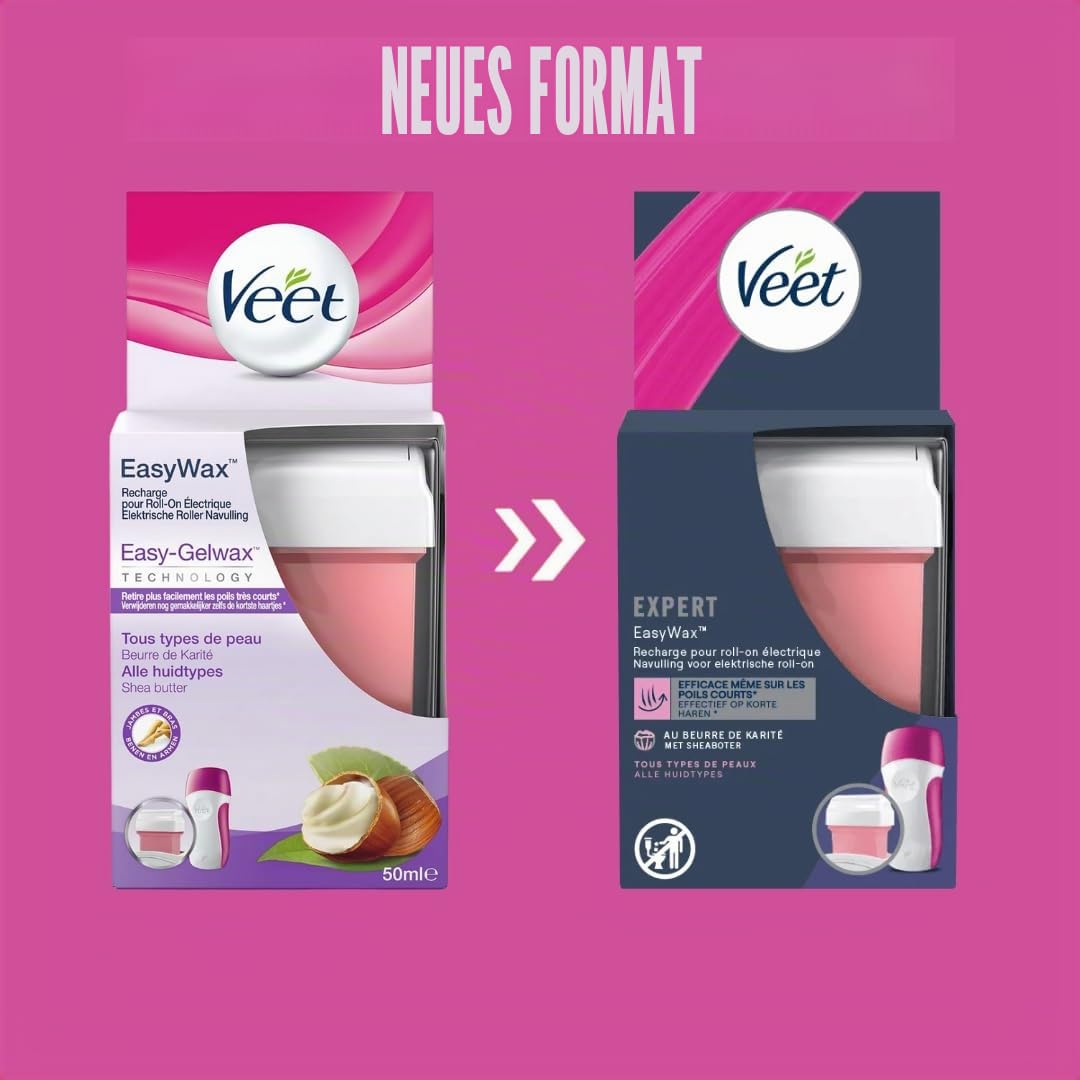 Veet Set mit 4 Nachfüllpackungen Wachs EasyWaxTM – Arme & Beine, Sheabutter, 50 ml