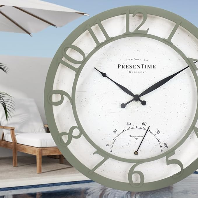Reloj de pared Presentime & Co 13 pulgadas, estilo moderno, verde olivo/salvia miniatura 6