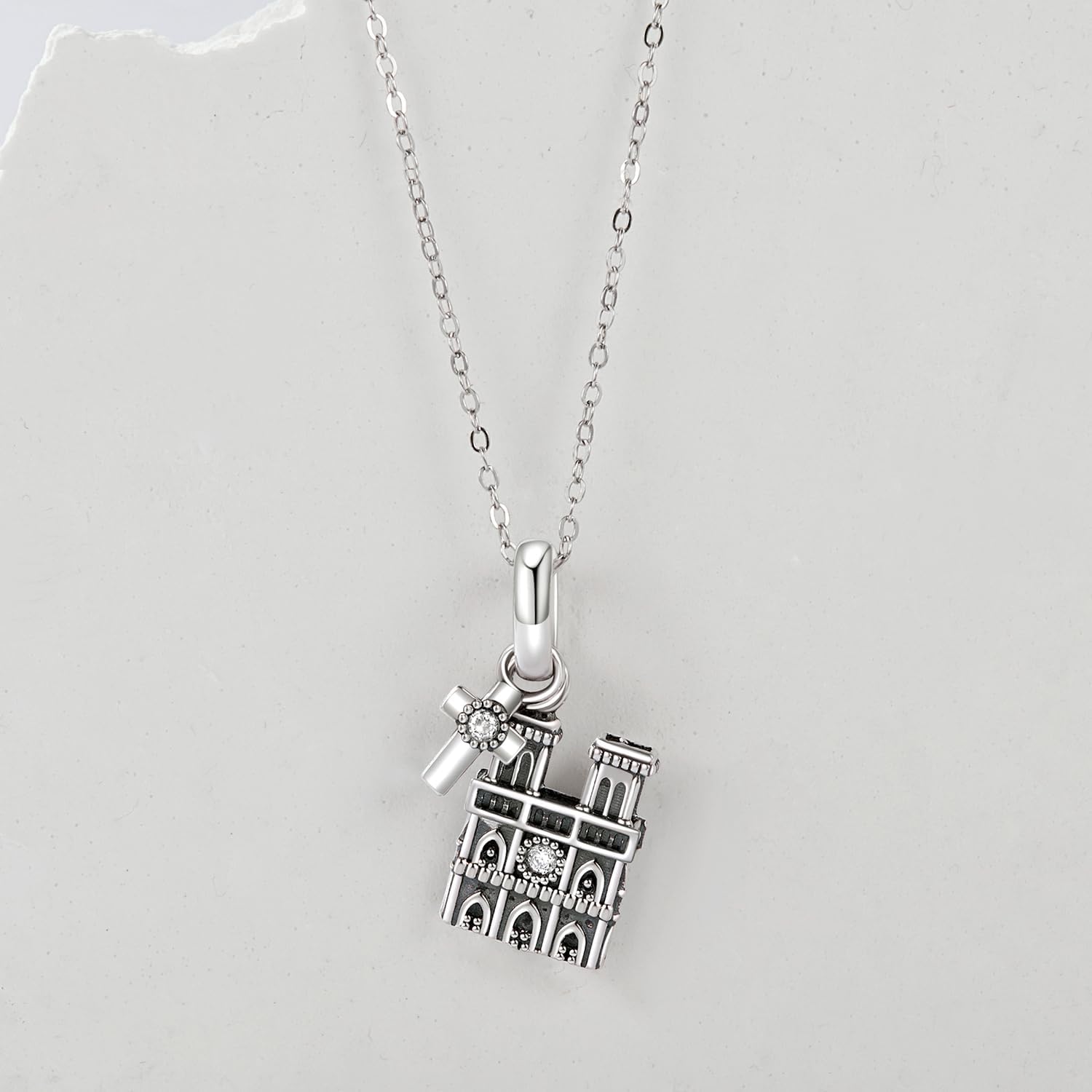 Notre Dame de Paris Pendant Charm 925 Sterling Silver Charm Fits For Pandora Bracelet Necklace,SCC2873