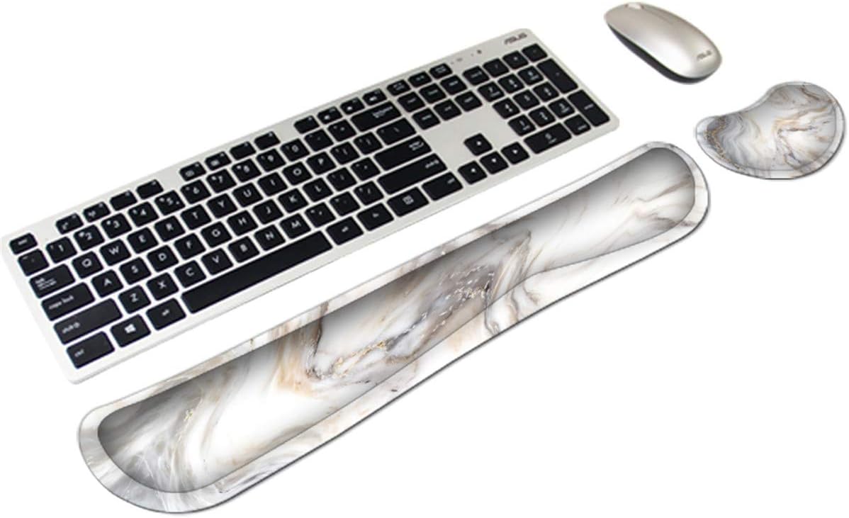 Wrist Rests for Keyboard and Mouse Memory Foam Wrist Rest Pad Hand Arm Support Set for Gaming,Office,Computer Laptop and Mac - Anti-Slip & Comfortable for Easy Typing & Wrist (Gold Marble)